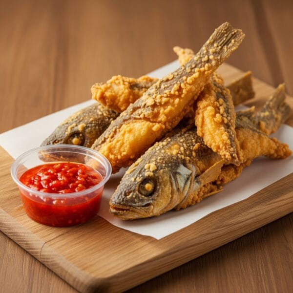 Fried Hake Fish (with Chilli Sauce)