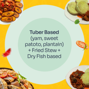 Tuber Based (yam, sweet patoto, plantain) + Fried Stew + Dry Fish based (Lagos)